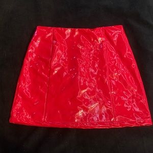 Red SHEIN pleather skirt